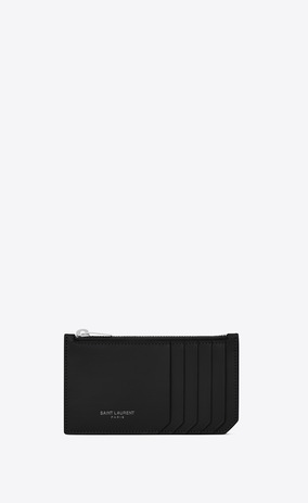 SAINT LAURENT Fragments Small Leather Goods Woman fragments zip pouch zip pouch in black leather a_V4